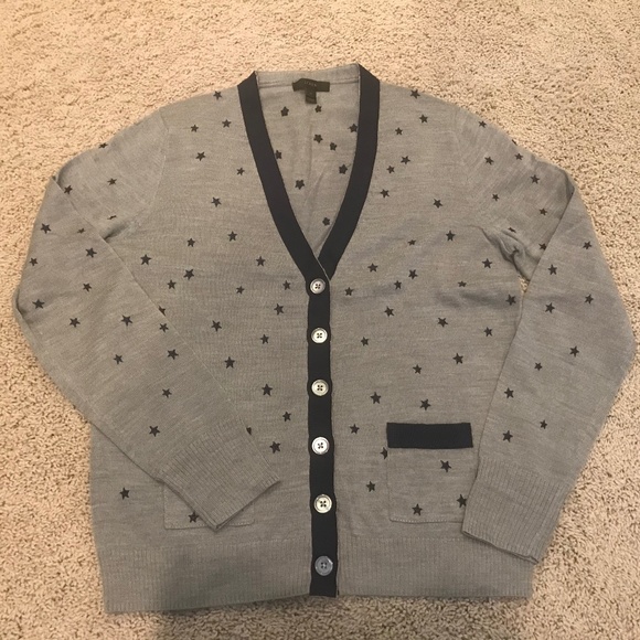 J.Crew Cardigan with Embroidered Stars Medium - Picture 2 of 3